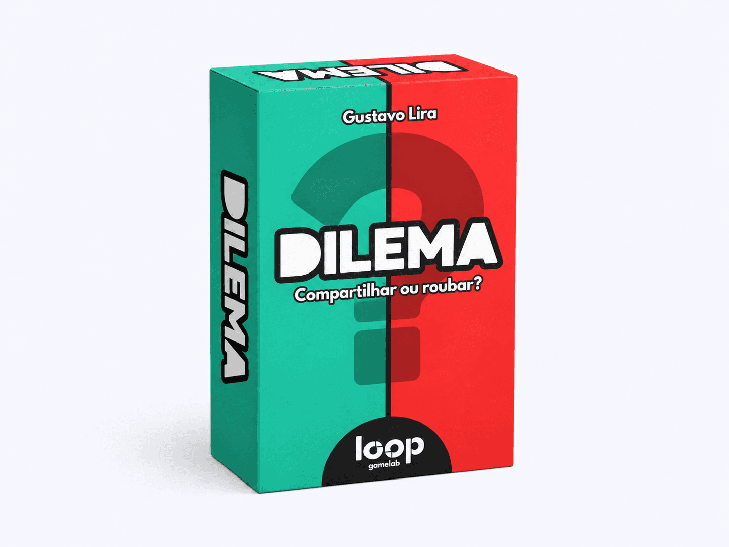Mockup 3D da caixa do jogo Dilema